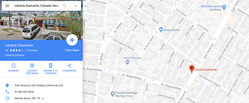 Google maps - Librería Diamante